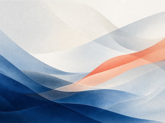 Abstract watercolour in blue and coral
