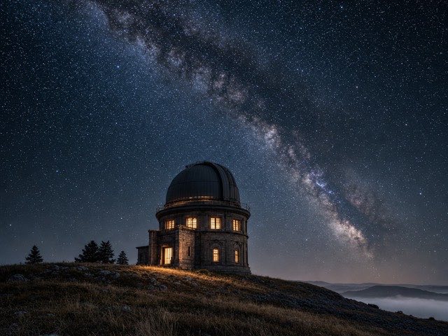 An old observatory under the Milky Way